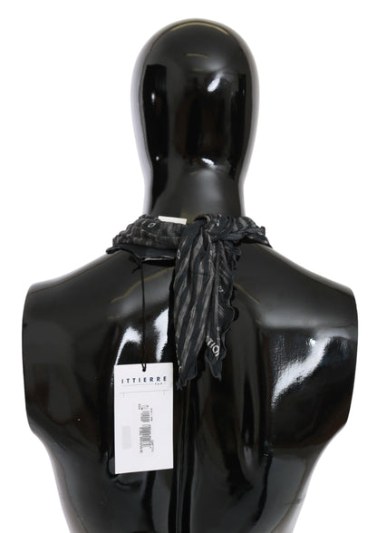 Costume National Black Grey Viscose Foulard Branded Scarf