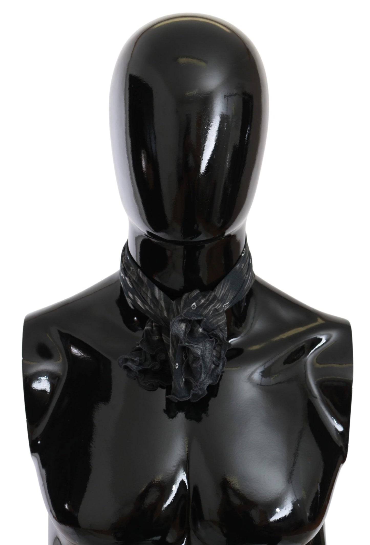 Costume National Black Grey Viscose Foulard Branded Scarf