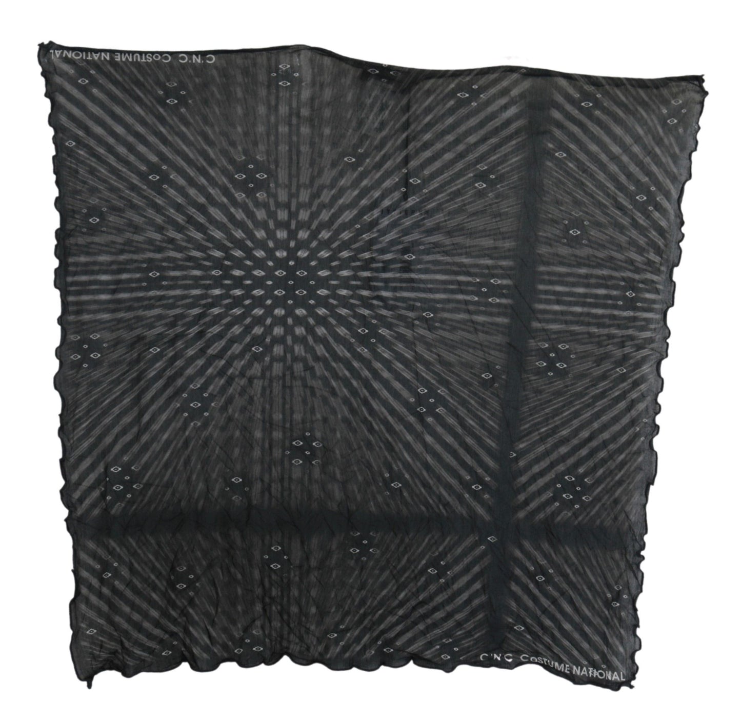 Costume National Black Grey Viscose Foulard Branded Scarf