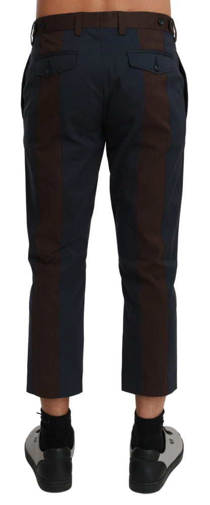 Pants by Dolce & Gabbana for men in nylon cotton blue, brown, patterned & striped features an on trend silhouette with a and regular-fit & cropped cut in an elegant cropped for a sophisticated look.