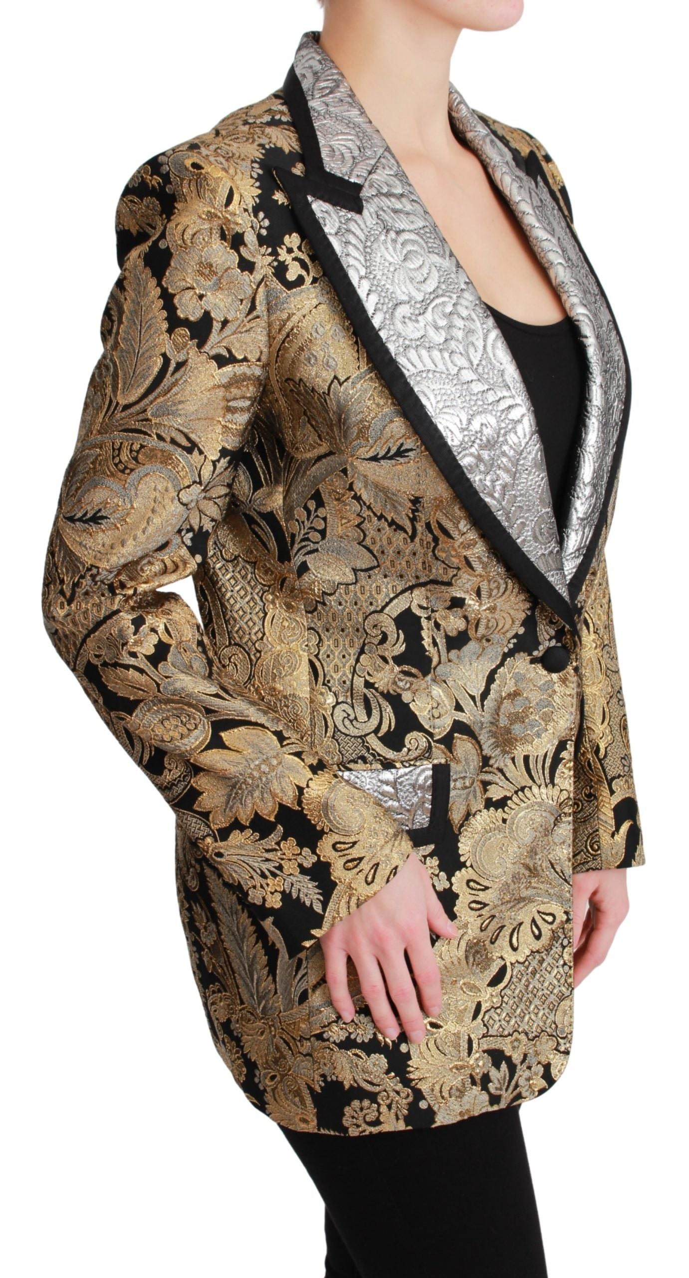 Dolce & Gabbana Women's Elegant Gold Floral Jacquard Blazer