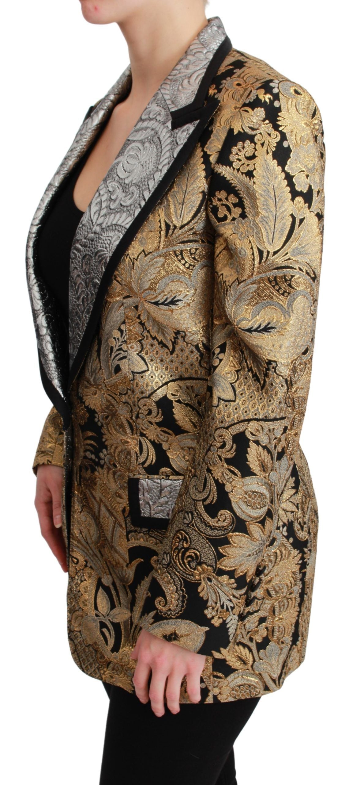 Dolce & Gabbana Women's Elegant Gold Floral Jacquard Blazer
