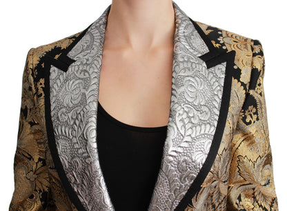 Dolce & Gabbana Women's Elegant Gold Floral Jacquard Blazer