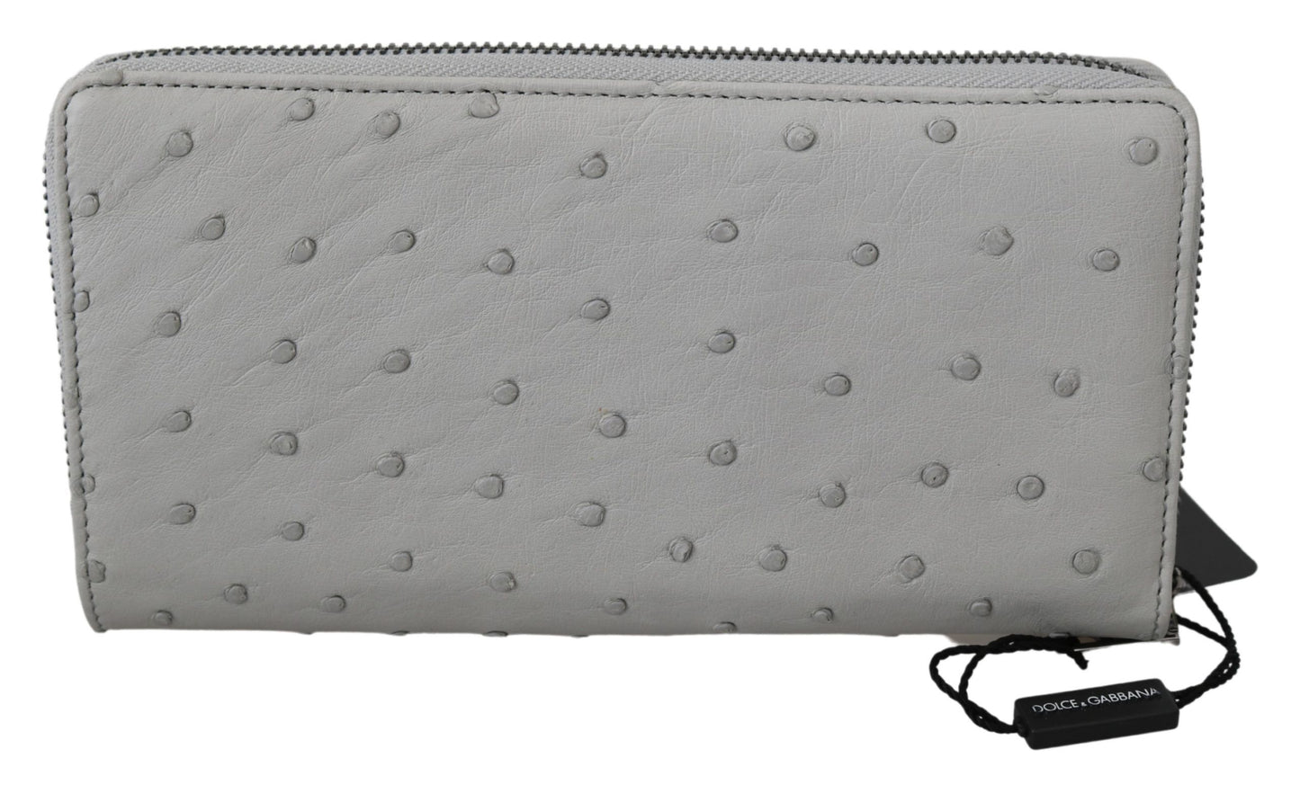 Cardholder Wallet by Dolce & Gabbana for men in ostrich leather black, gray & white presents a refined silhouette, artfully capturing the essence of the Continental Ostrich Leather Cardholder Wallet design with sophisticated card-organization coin-purse for a refined look.