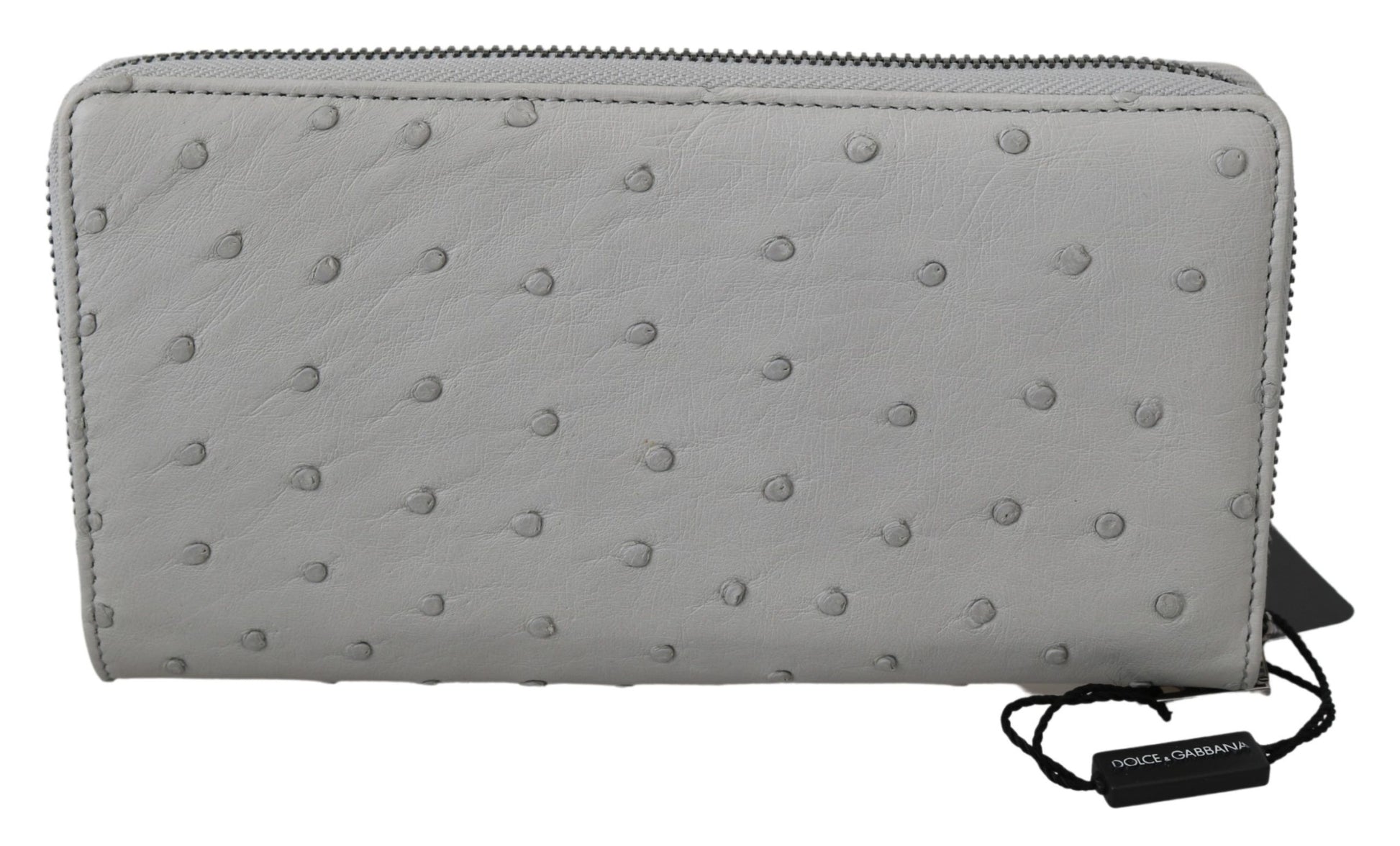 Cardholder Wallet by Dolce & Gabbana for men in ostrich leather black, gray & white presents a refined silhouette, artfully capturing the essence of the Continental Ostrich Leather Cardholder Wallet design with sophisticated card-organization coin-purse for a refined look.
