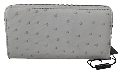 Cardholder Wallet by Dolce & Gabbana for men in ostrich leather black, gray & white presents a refined silhouette, artfully capturing the essence of the Continental Ostrich Leather Cardholder Wallet design with sophisticated card-organization coin-purse for a refined look.