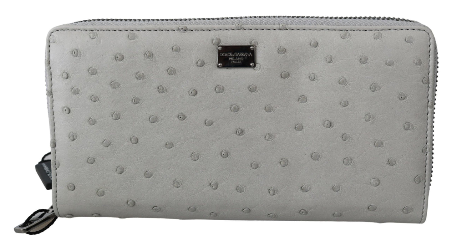 Cardholder Wallet by Dolce & Gabbana for men in ostrich leather black, gray & white features a streamlined silhouette, showcasing the streamlined Continental Ostrich Leather Cardholder Wallet design with sophisticated card-organization coin-purse for a premium look.