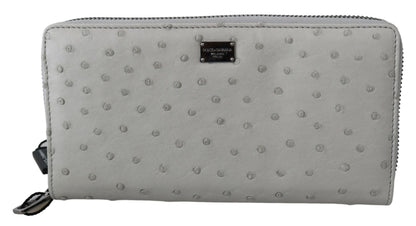 Cardholder Wallet by Dolce & Gabbana for men in ostrich leather black, gray & white features a streamlined silhouette, showcasing the streamlined Continental Ostrich Leather Cardholder Wallet design with sophisticated card-organization coin-purse for a premium look.