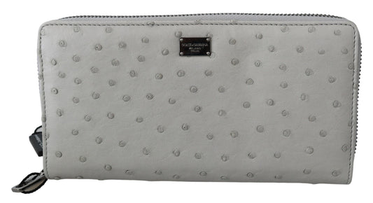 Cardholder Wallet by Dolce & Gabbana for men in ostrich leather black, gray & white features a streamlined silhouette, showcasing the streamlined Continental Ostrich Leather Cardholder Wallet design with sophisticated card-organization coin-purse for a premium look.