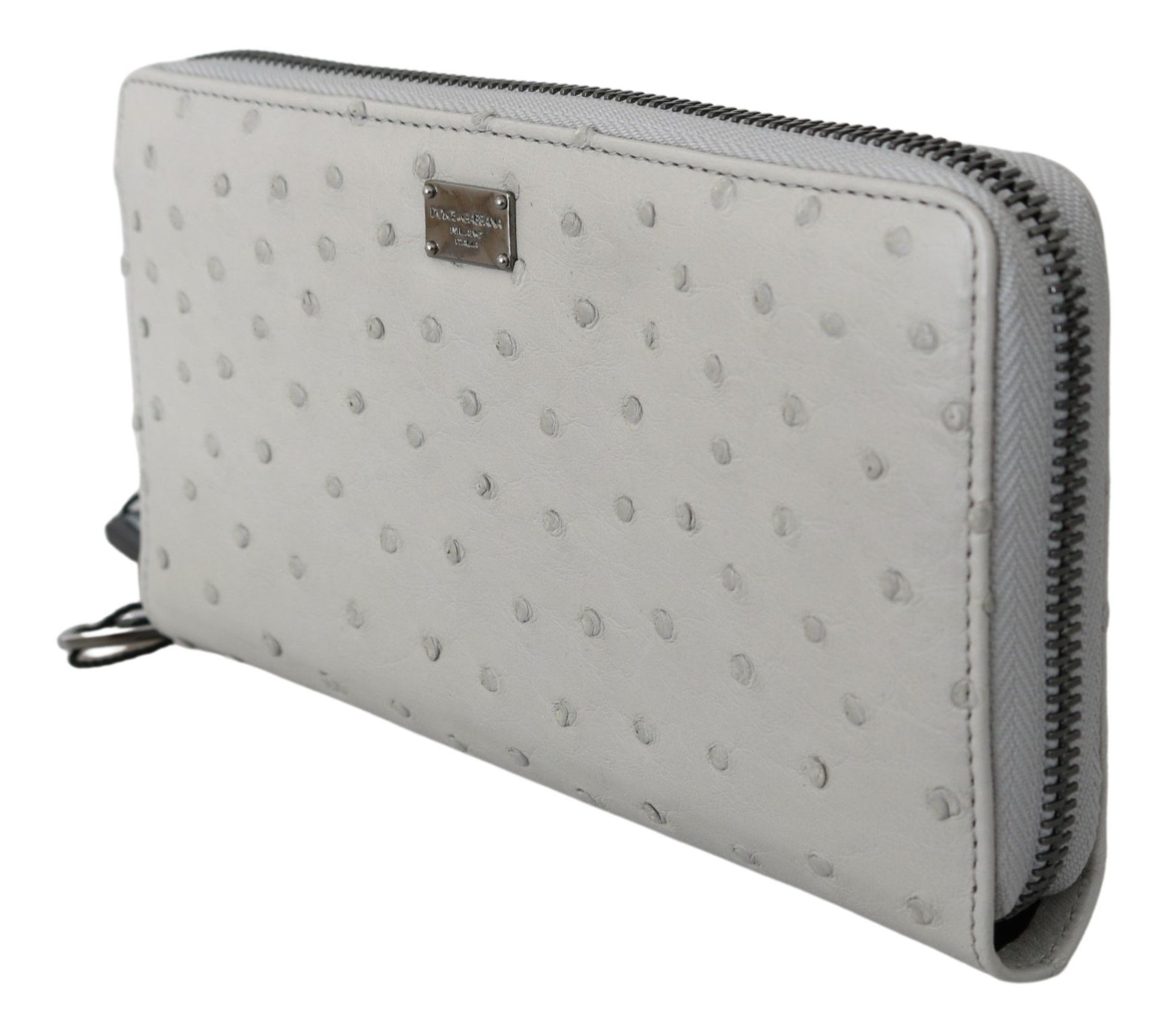 Cardholder Wallet by Dolce & Gabbana for men in ostrich leather black, gray & white presents a architectural silhouette from the Continental Ostrich Leather Cardholder Wallet collection, showcasing architectural card-organization coin-purse for a architectural finish.
