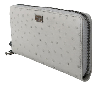 Cardholder Wallet by Dolce & Gabbana for men in ostrich leather black, gray & white presents a architectural silhouette from the Continental Ostrich Leather Cardholder Wallet collection, showcasing architectural card-organization coin-purse for a architectural finish.