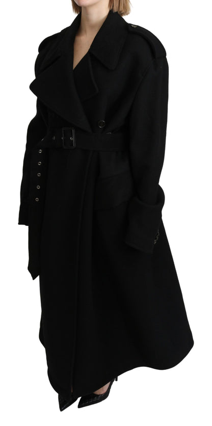 Dolce & Gabbana Women's Elegant Black Wool Trenchcoat