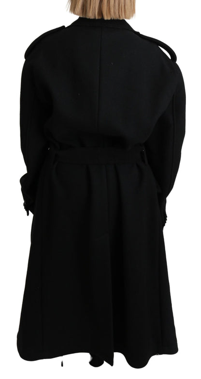 Dolce & Gabbana Women's Elegant Black Wool Trenchcoat