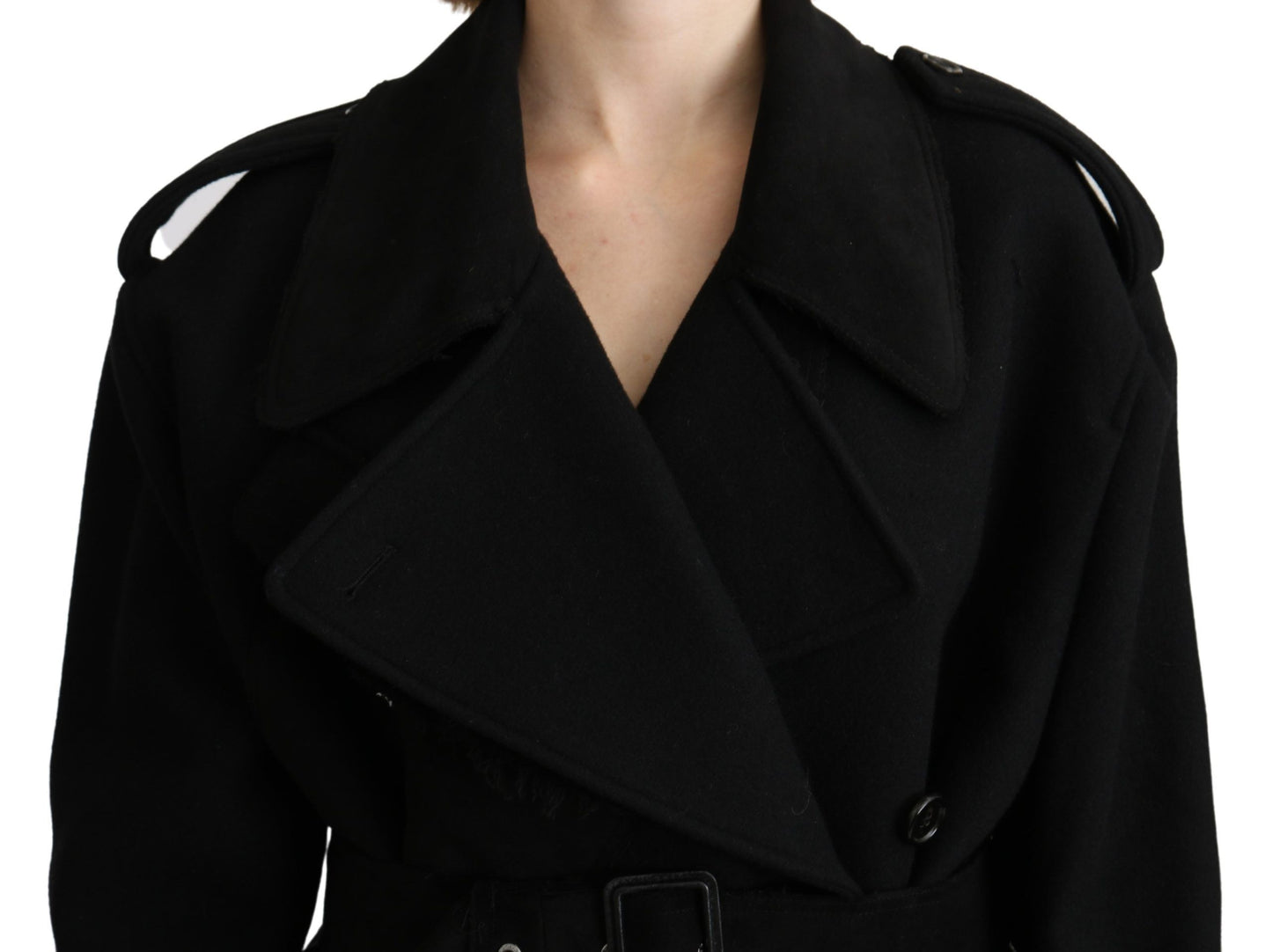 Dolce & Gabbana Women's Elegant Black Wool Trenchcoat