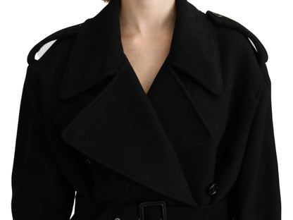 Dolce & Gabbana Women's Elegant Black Wool Trenchcoat