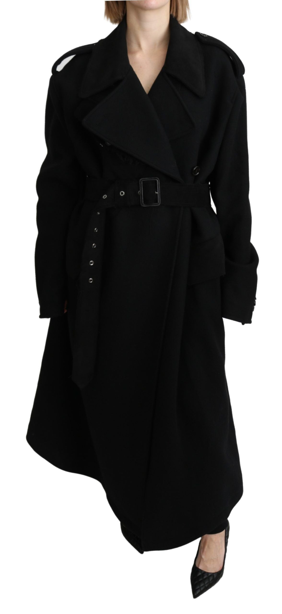 Dolce & Gabbana Women's Elegant Black Wool Trenchcoat