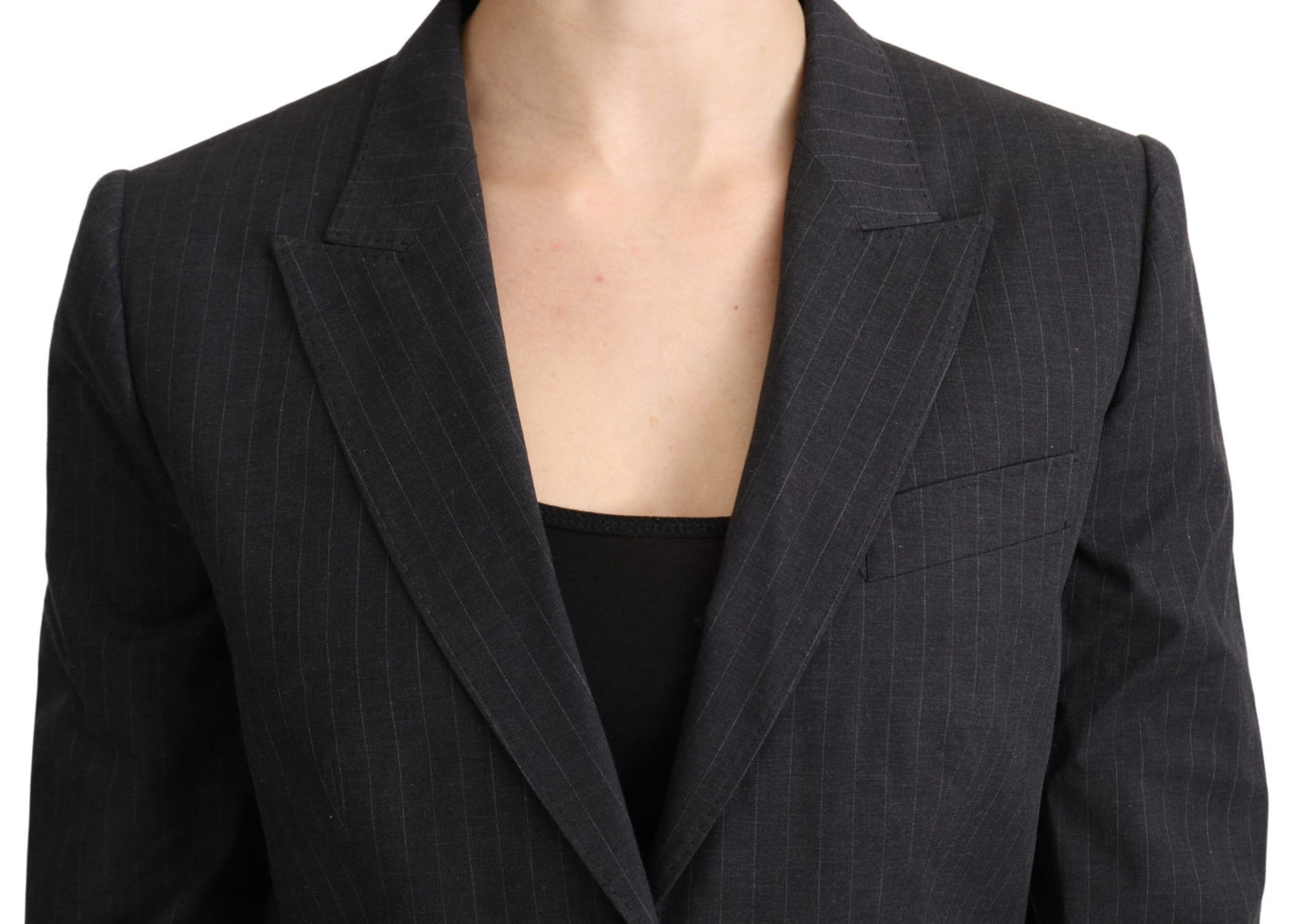 Dolce & Gabbana Women's Elegant Gray Striped Cotton Blazer