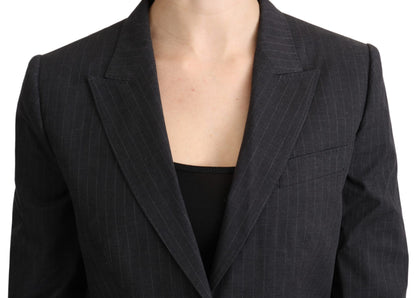 Dolce & Gabbana Women's Elegant Gray Striped Cotton Blazer