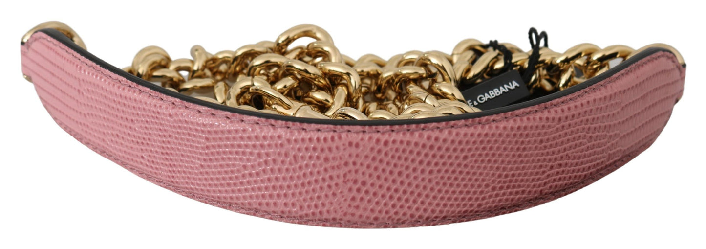 Shoulder Strap by Dolce & Gabbana for women in leather gold & pink-gold features a dynamic silhouette, artfully enhancing the dynamic design of this Leather Shoulder Strap.