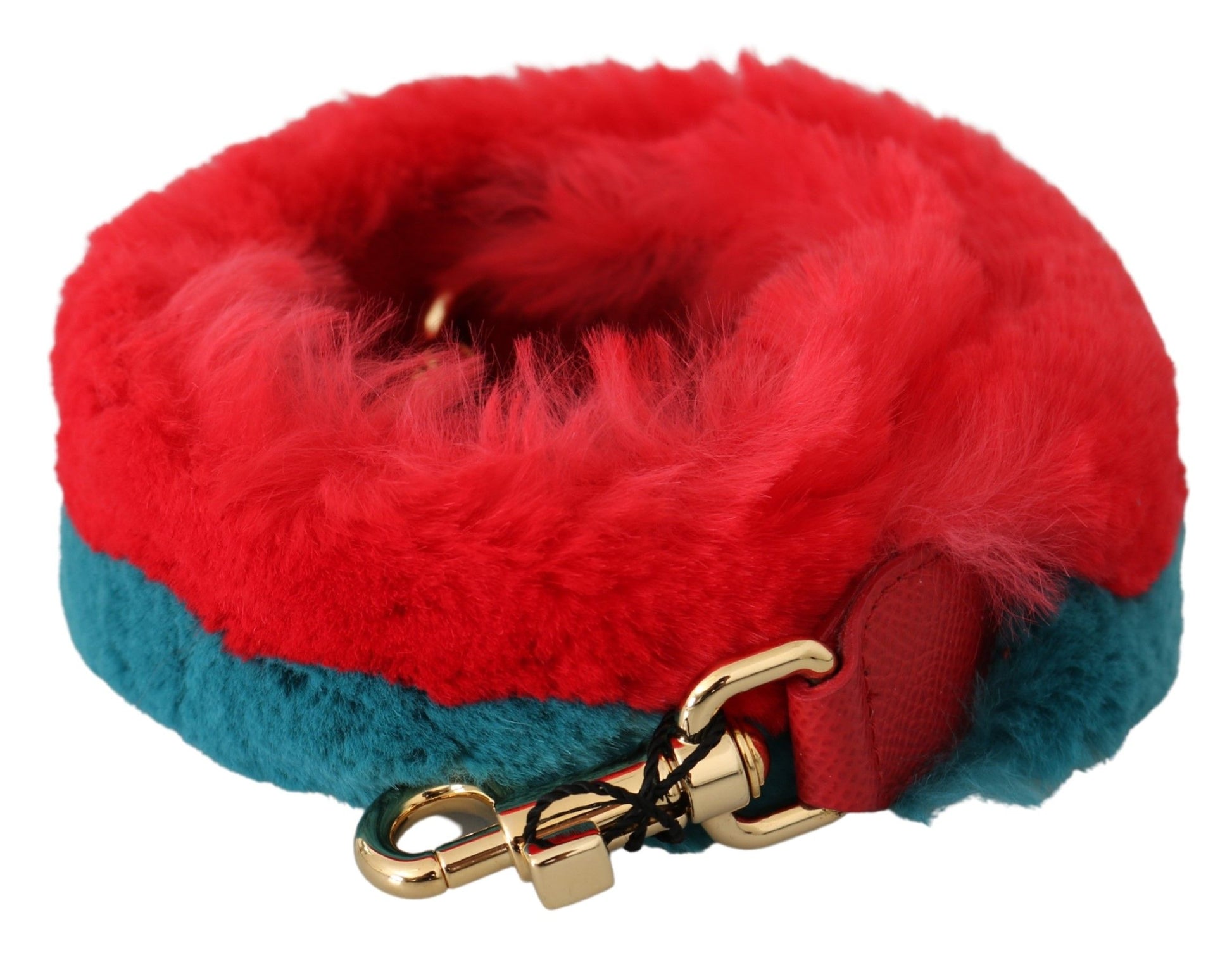 Shoulder Strap from Dolce & Gabbana for women in rabbit fur & leather blue, gold & red features an on trend design from the Rabbit Fur Leather Shoulder Strap collection, highlighting a premium look.