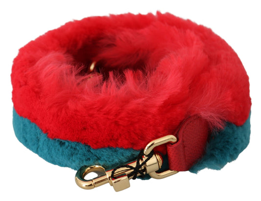 Shoulder Strap from Dolce & Gabbana for women in rabbit fur & leather blue, gold & red features an on trend design from the Rabbit Fur Leather Shoulder Strap collection, highlighting a premium look.
