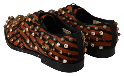 Tiger Pattern Crystal Embellished Flats