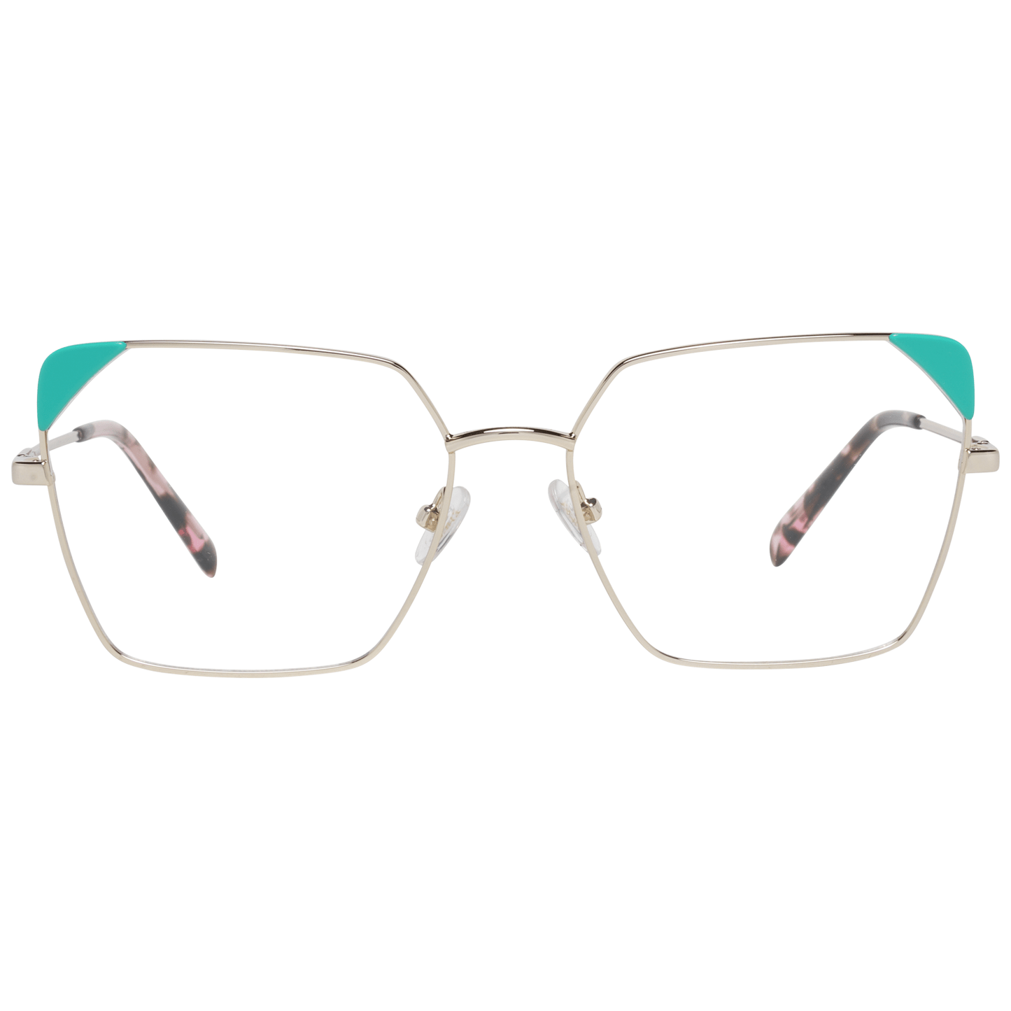 Eyeglasses Frames by Emilio Pucci for women in metal gold features an refined silhouette, showcasing a sophisticated gold coloured frame and refined full-frame frame design for a refined look.