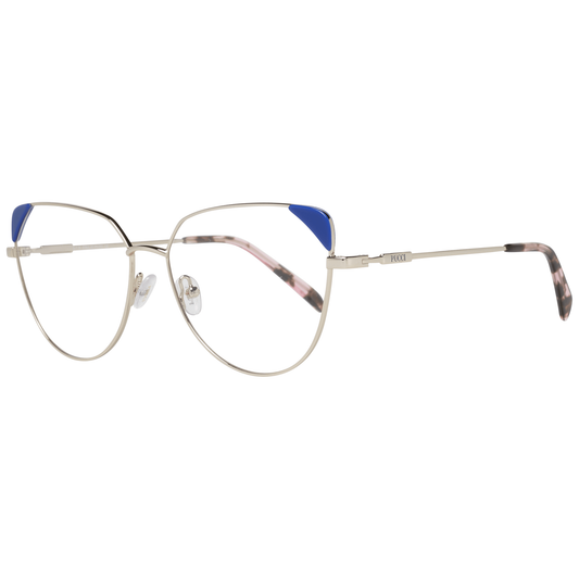 Eyeglasses Frames by Emilio Pucci for women in metal and gold showcases an refined full-frame frame design featuring a sophisticated gold coloured frame for an refined and refined aesthetic.