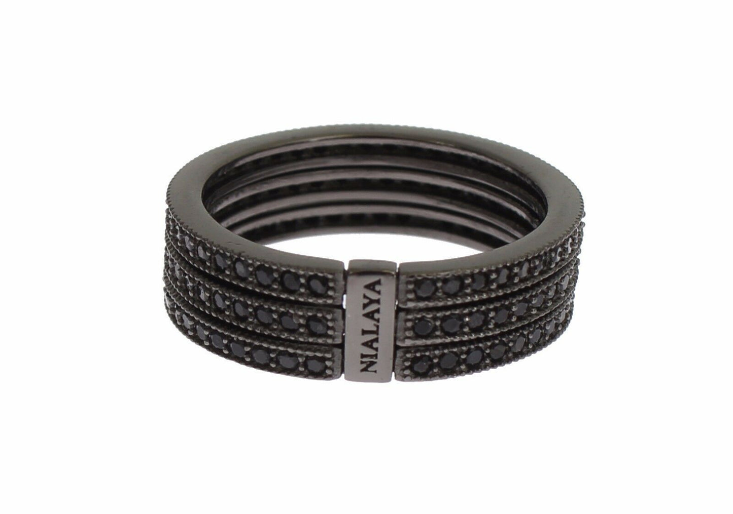 Black CZ 925 Sterling Silver Women's Triple Band Ring