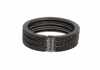 Black CZ 925 Sterling Silver Women's Triple Band Ring