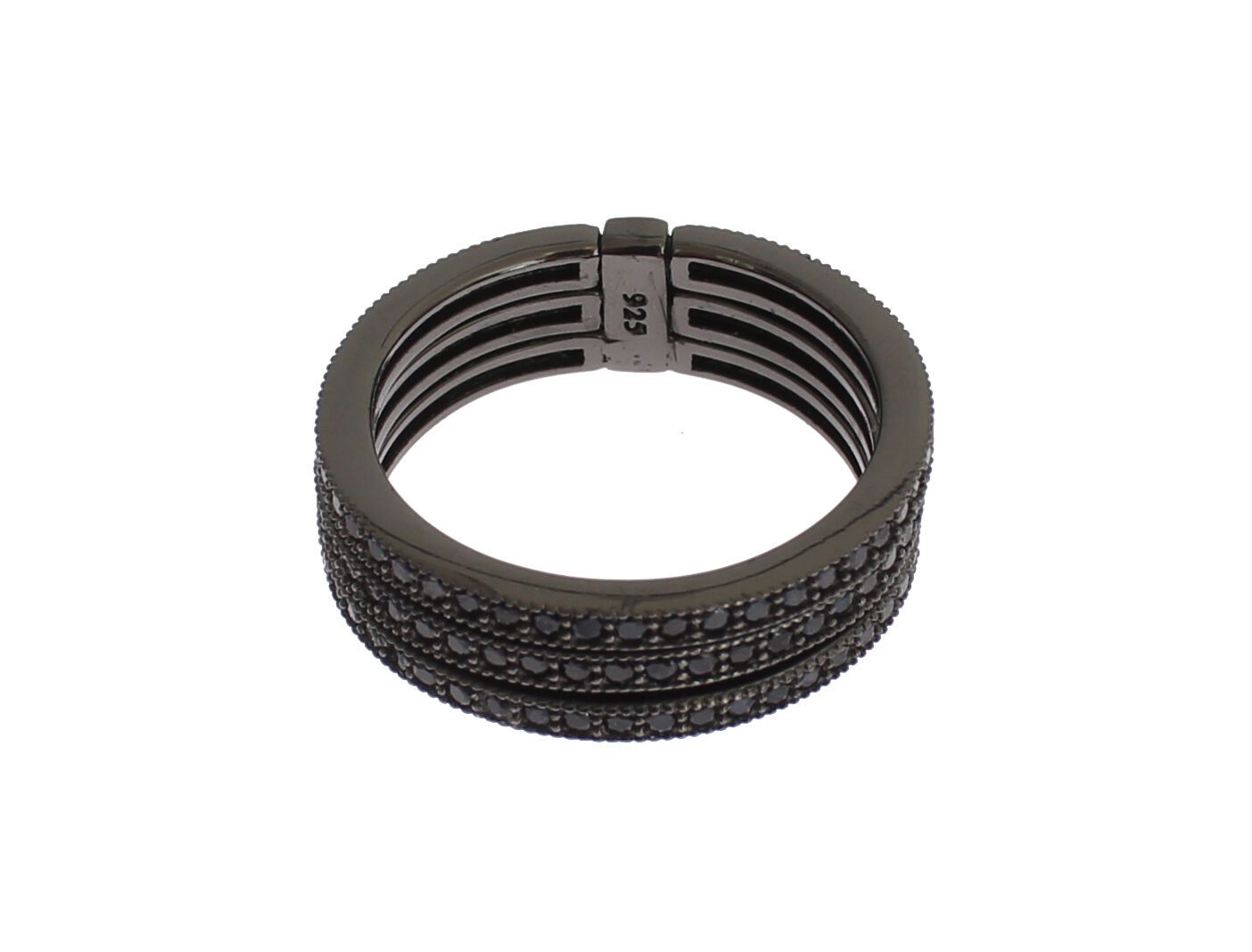 Black CZ 925 Sterling Silver Women's Triple Band Ring