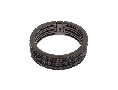 Black CZ 925 Sterling Silver Women's Triple Band Ring