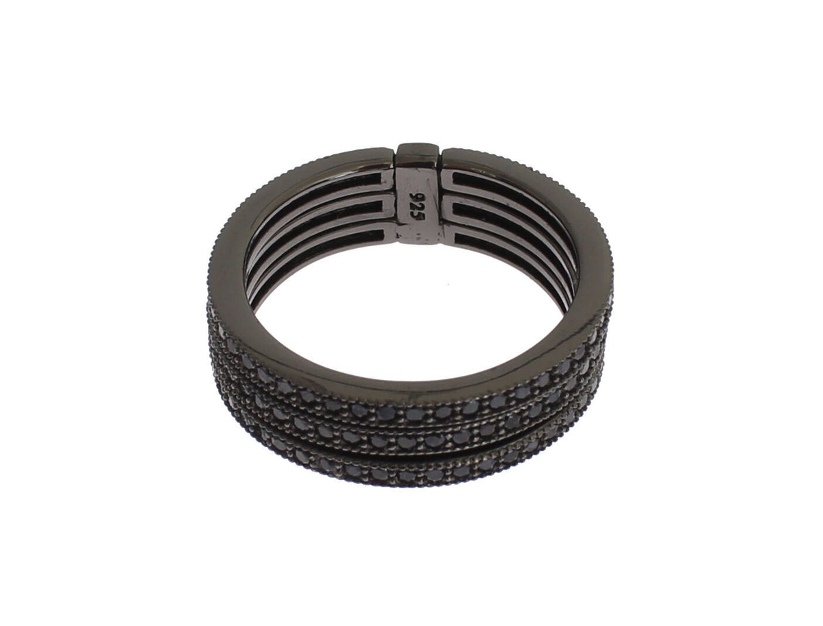 Black CZ 925 Sterling Silver Women's Triple Band Ring