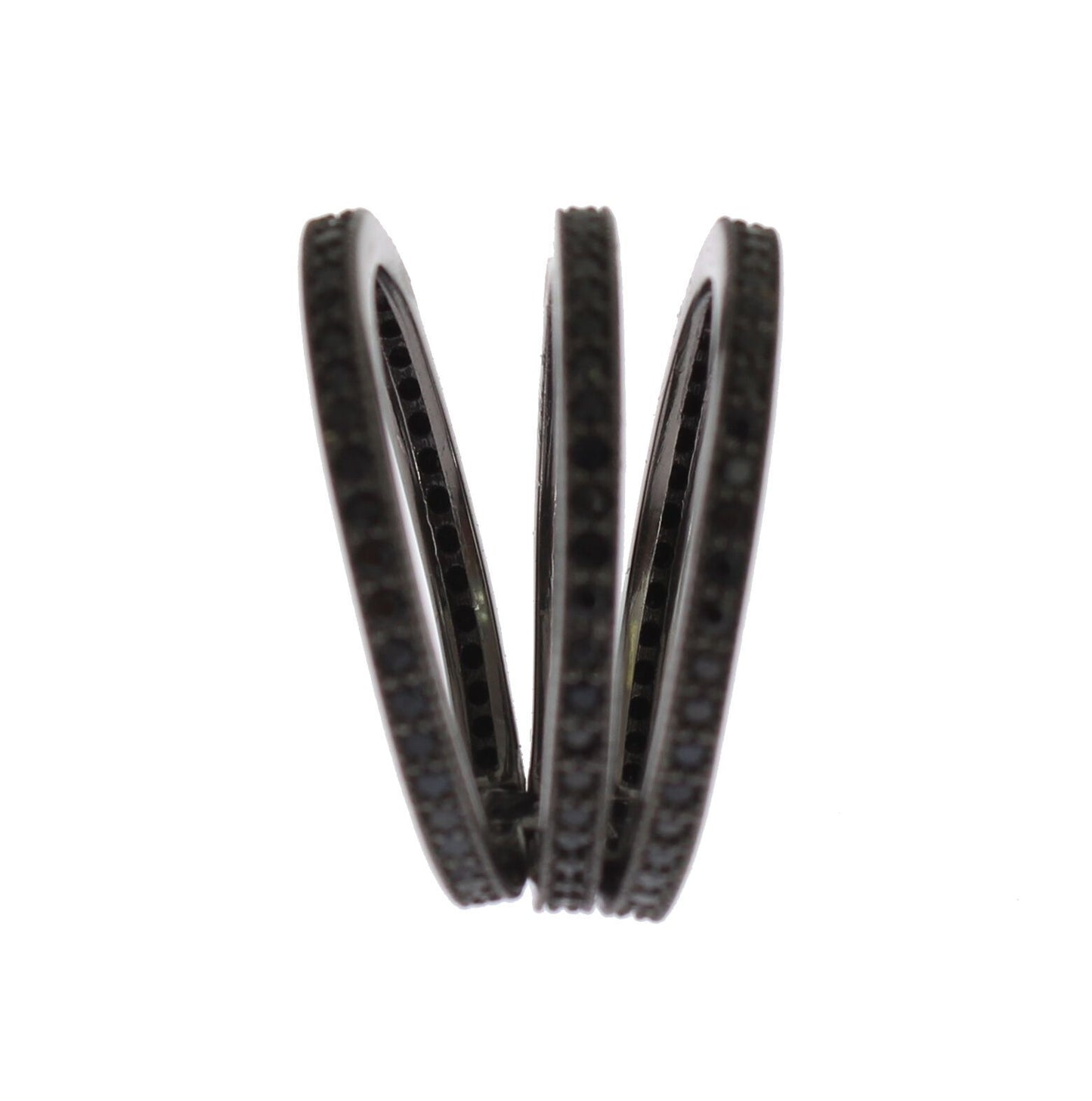 Black CZ 925 Sterling Silver Women's Triple Band Ring