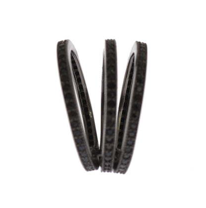 Black CZ 925 Sterling Silver Women's Triple Band Ring