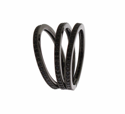 Black CZ 925 Sterling Silver Women's Triple Band Ring
