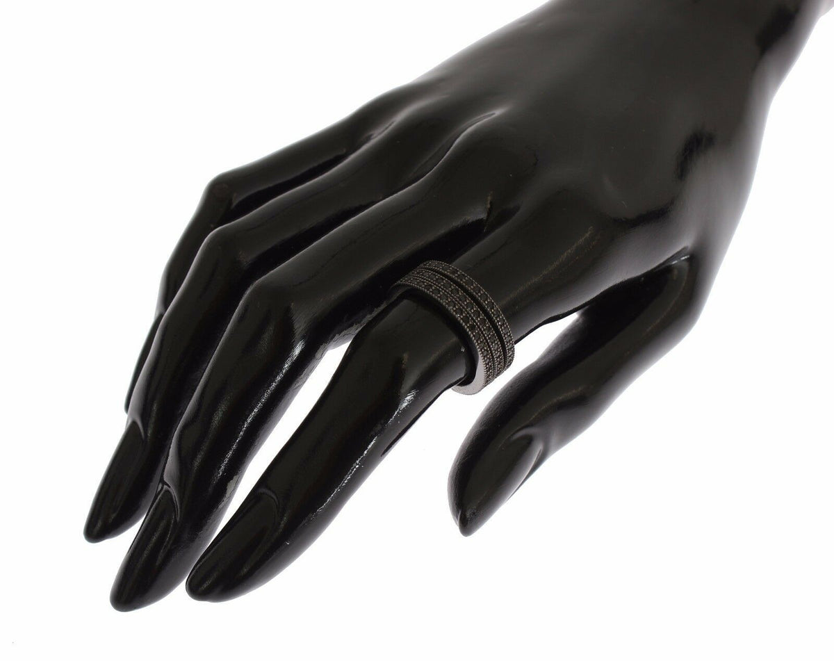 Black CZ 925 Sterling Silver Women's Triple Band Ring