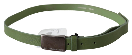 Costume National Leather Belt - Green Silver Patterned