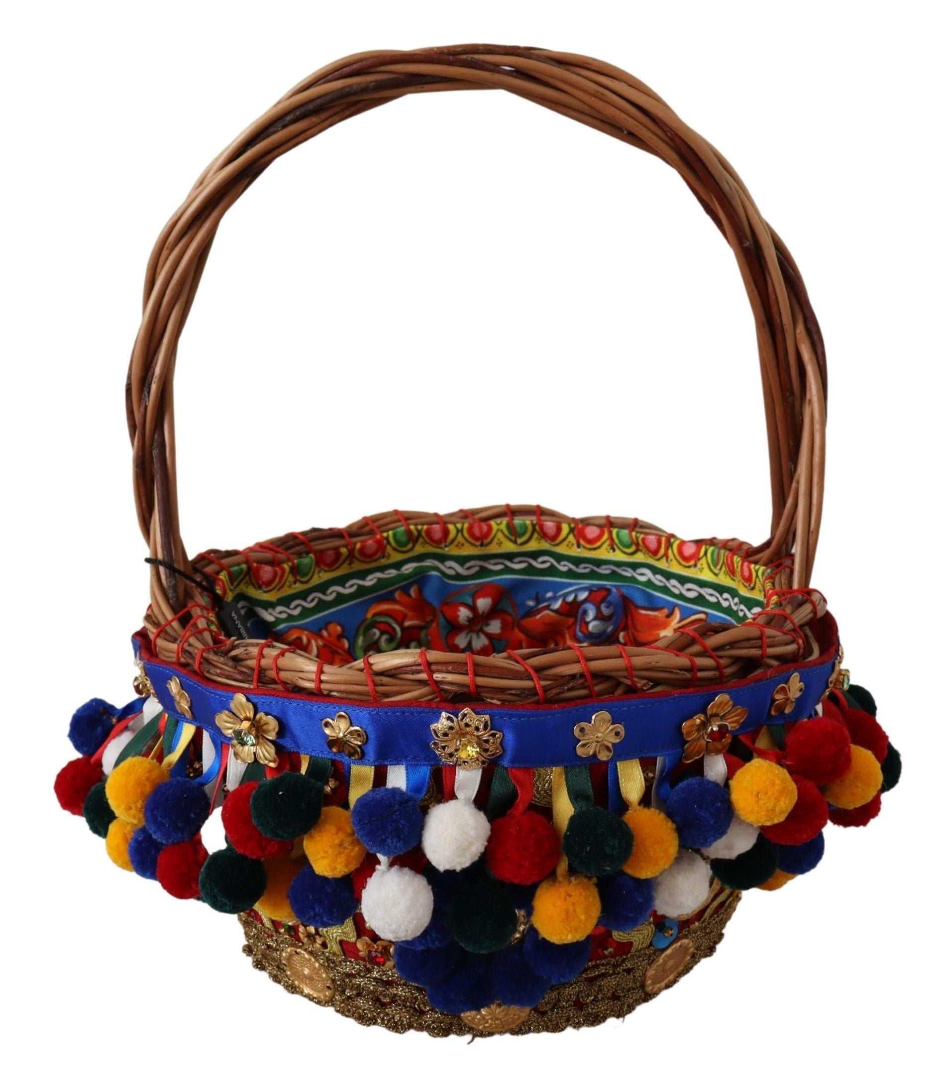 Compact Beach Tote Bag by Dolce & Gabbana for women in cotton & wicker gold & multicolor features an jet-setting Cotton Wicker Compact Beach Tote Bag design with a secure , jet-setting , and versatile handle for a jet-setting look.
