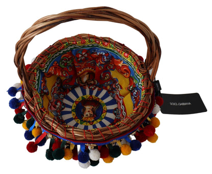 Compact Beach Tote Bag by Dolce & Gabbana for women in cotton & wicker gold & multicolor features a jet-set sophisticated Cotton Wicker Compact Beach Tote Bag design with a secure , ample , and versatile handle for a jet-set sophisticated finish.