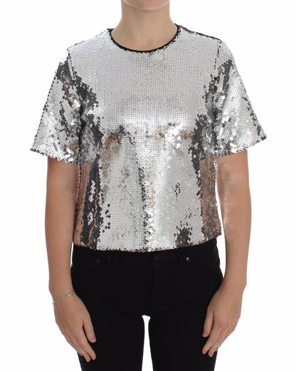 Dolce & Gabbana Silver Sequined Elegance Blouse