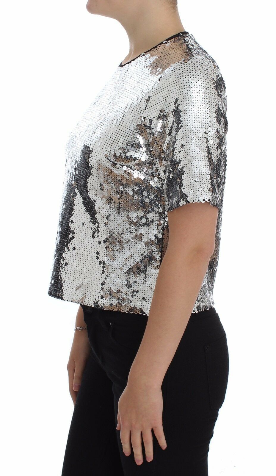 Dolce & Gabbana Silver Sequined Elegance Blouse