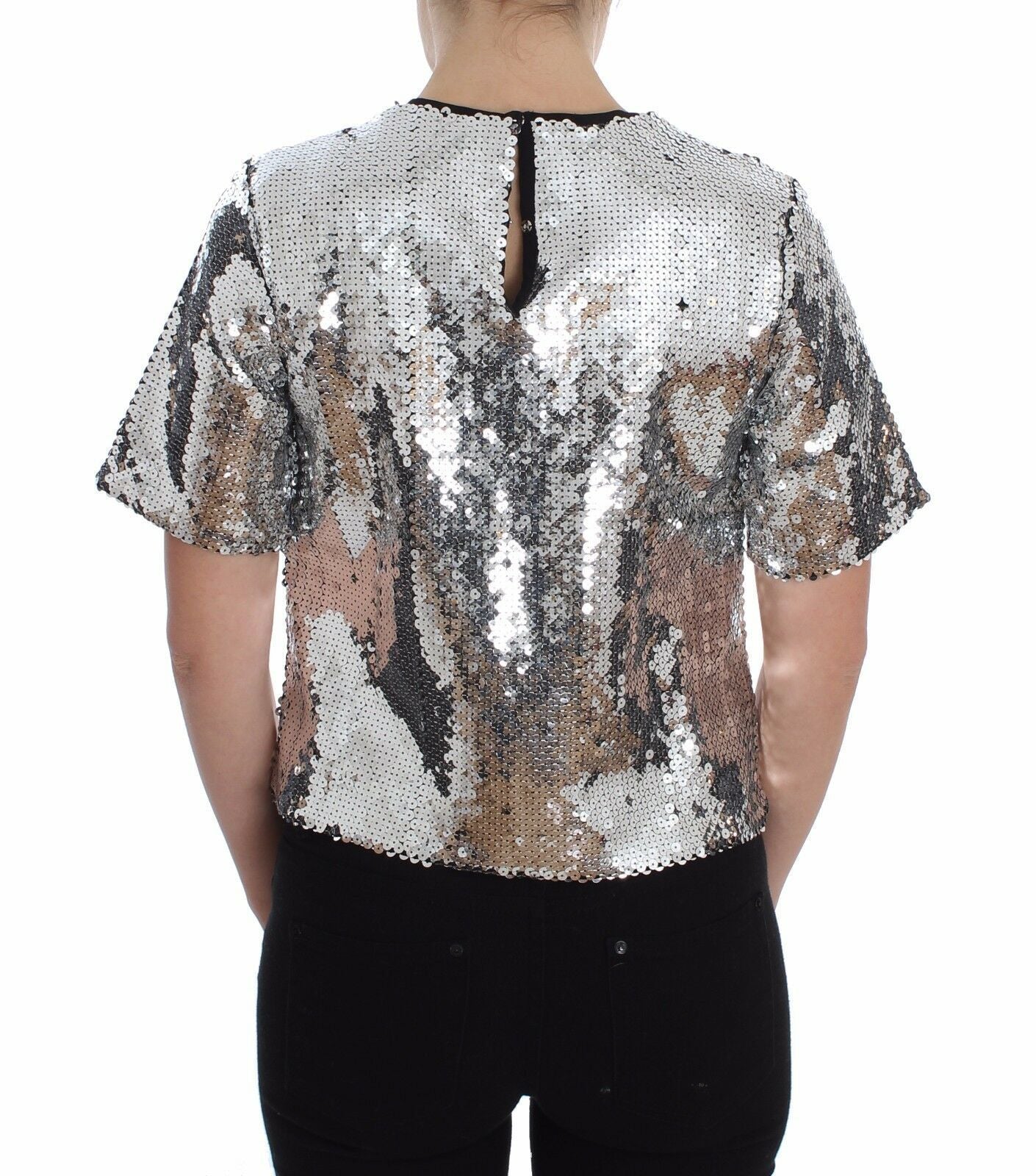 Dolce & Gabbana Silver Sequined Elegance Blouse
