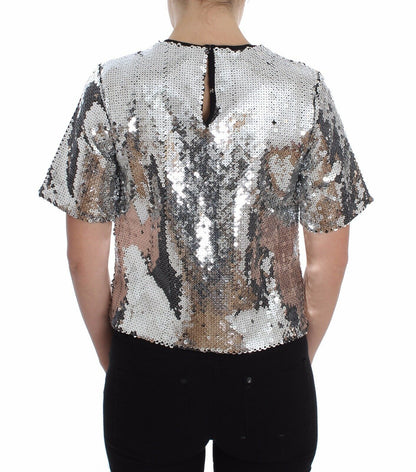 Dolce & Gabbana Silver Sequined Elegance Blouse