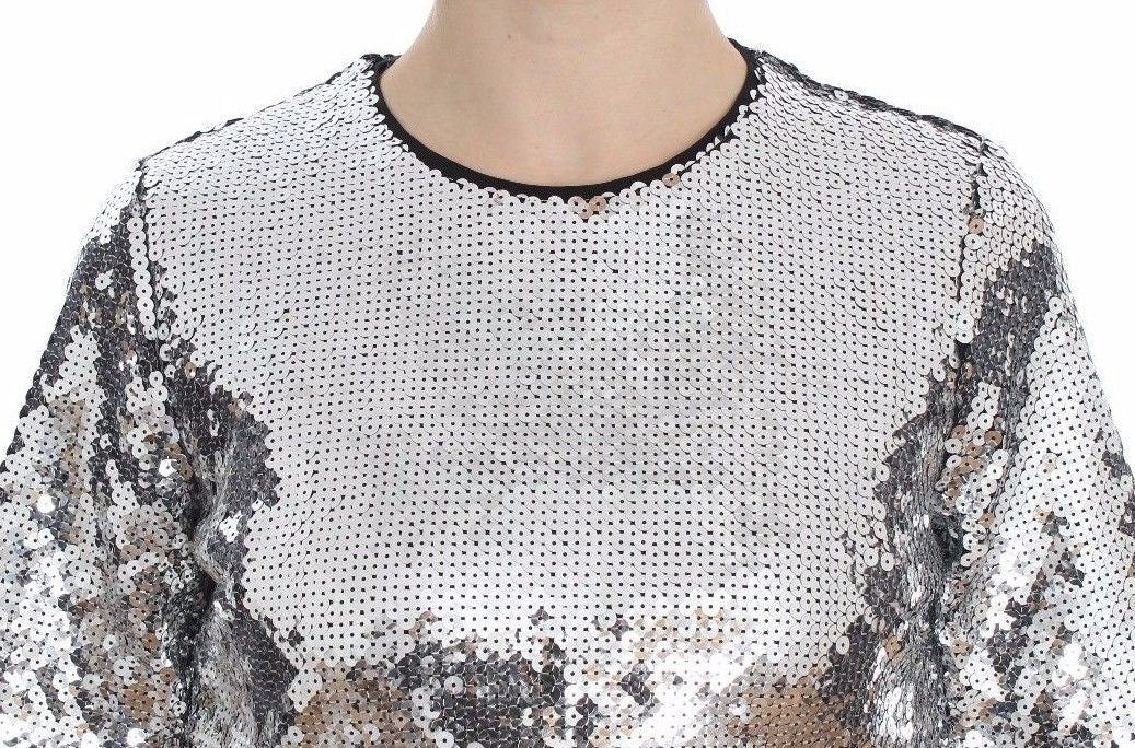 Dolce & Gabbana Silver Sequined Elegance Blouse