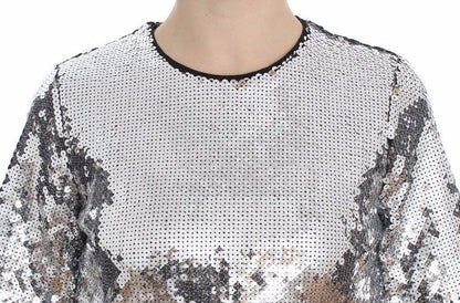 Dolce & Gabbana Silver Sequined Elegance Blouse