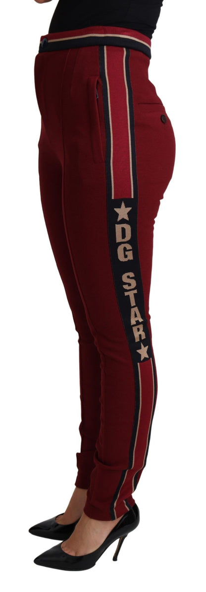 Dolce & Gabbana Red DG Star Striped Skinny Cotton Pants