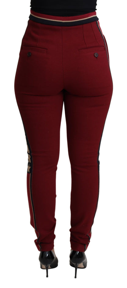 Dolce & Gabbana Red DG Star Striped Skinny Cotton Pants
