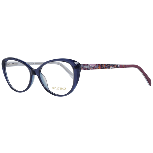 Eyeglasses Frames by Emilio Pucci for women in blue showcases a refined full-frame frame design with a refined blue coloured frame finish for a refined and sophisticated look.