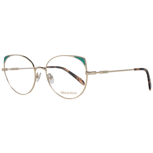 Eyeglasses Frames by Emilio Pucci for women in gold features a refined silhouette, showcasing a refined gold coloured frame and full-frame frame design for a sophisticated, premium look.